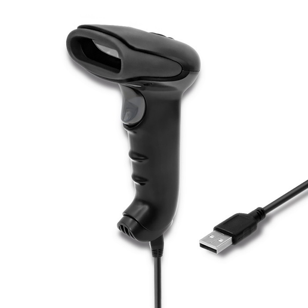 Баркод четец Qoltec, 1D лазер, CCD, USB, Черен