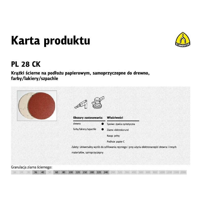 PAINTER TÉPŐZÁRAS CSISZOLÓPAPÍR KORONG 125mm GR.36 KRA9021 KLINGSPOR (270659)