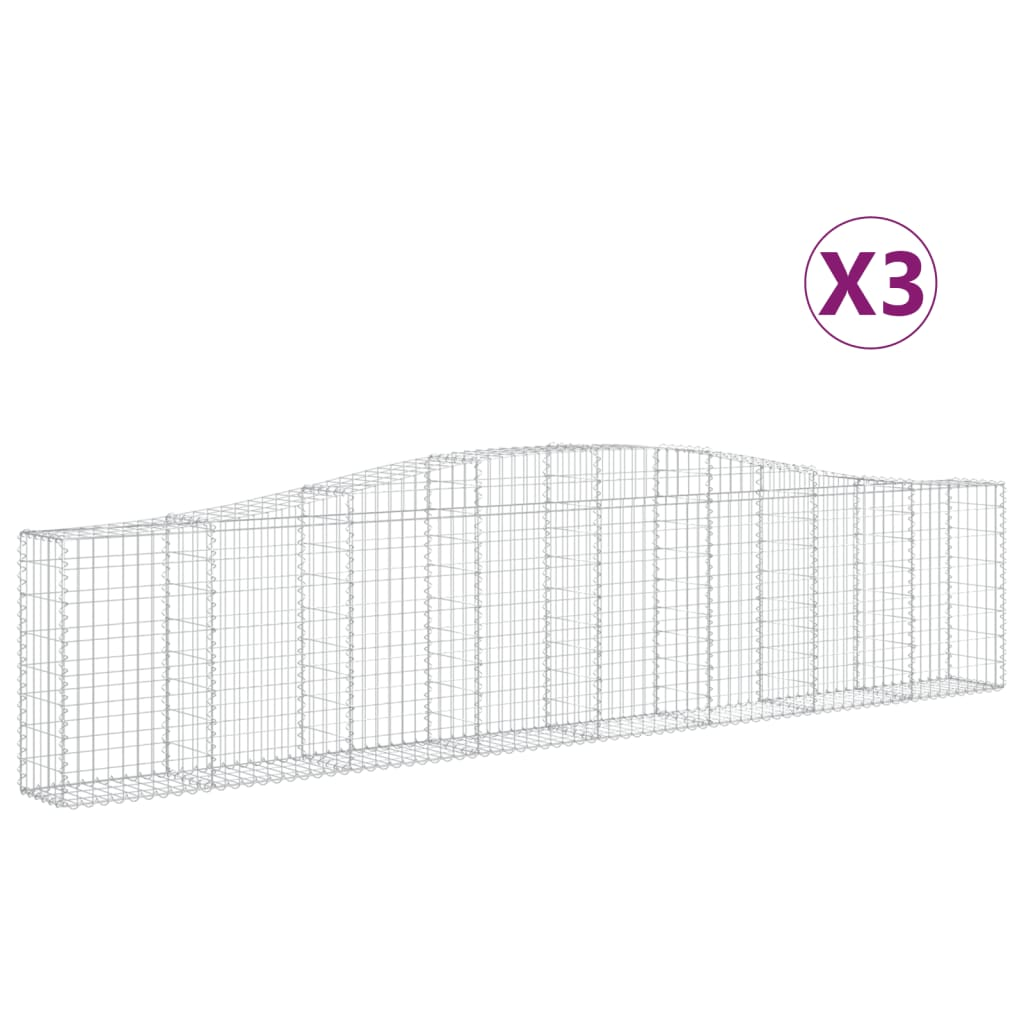 3 db íves horganyzott vas gabion kosár 400x30x80/100 cm (3145814)