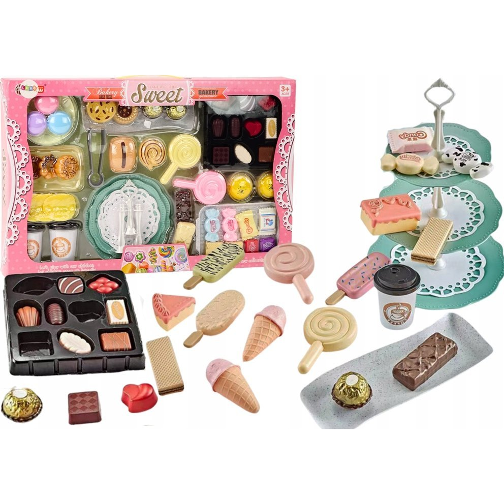 Cukrászda Kávézó Szett - Édesség Figurákkal, 50 db