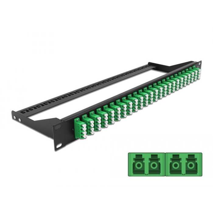Delock 19 száloptikás csatlakozó panel 24 portos LC Quad zöld (43399) (DE43399)