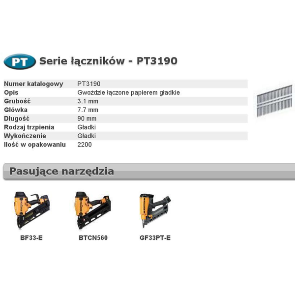 BOSTITCH NAILS PT 33` 90mm 2.2M