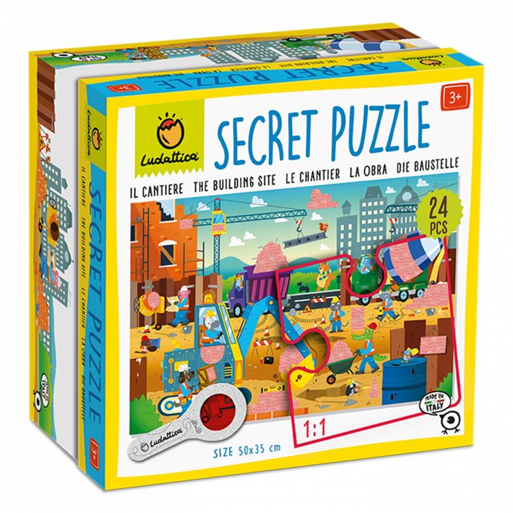 Ludattica Secret Puzzle with magnifying glass, Construction site (22594)