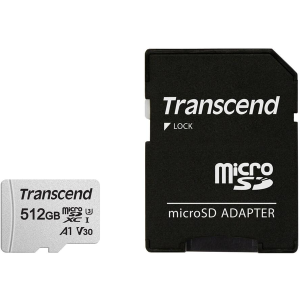 Transcend TS512GUSD300S-A 300S microSD w/ adapter, microSDXC/SDHC, 512GB, UHS-I U3 A1