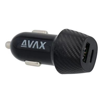 AVAX CC302B CARLY USB-A (QC) + USB-C (PD) 20W autós töltő fekete (CC302B)