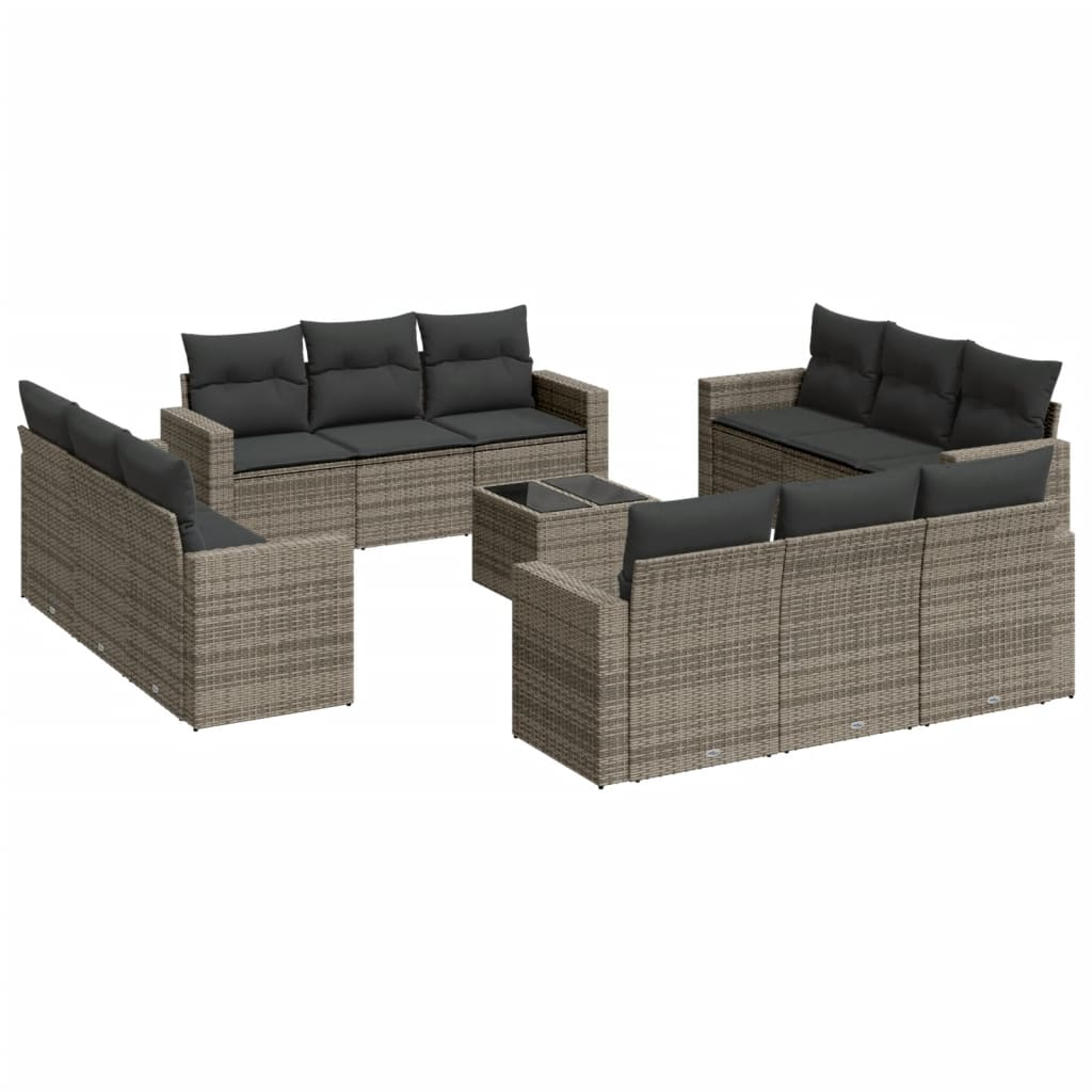 13 részes szürke polyrattan kerti ülőgarnitúra párnákkal (3218770)