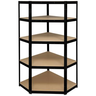 TOOLCRAFT Raktári polc sarokmodul 175 kg (Sz x Ma x Mé) 70 x 1.8 x 70 cm Fém (por bevonattal), MDF Galvanikusan cinkezett Fekete (matt) Fém ...