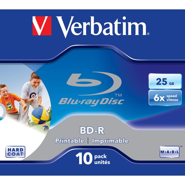 Verbatim BD-R SL 25GB 6x Printable 10 Pack Jewel Case 10 stk