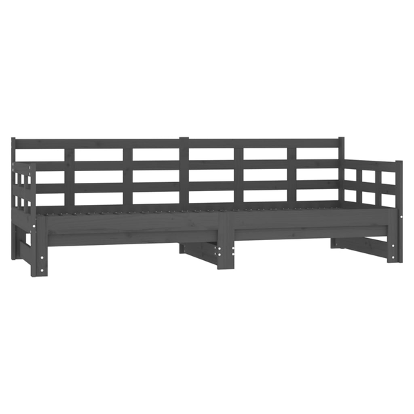 Pat de zi extensibil, gri, 2x(90x200) cm, lemn masiv de pin