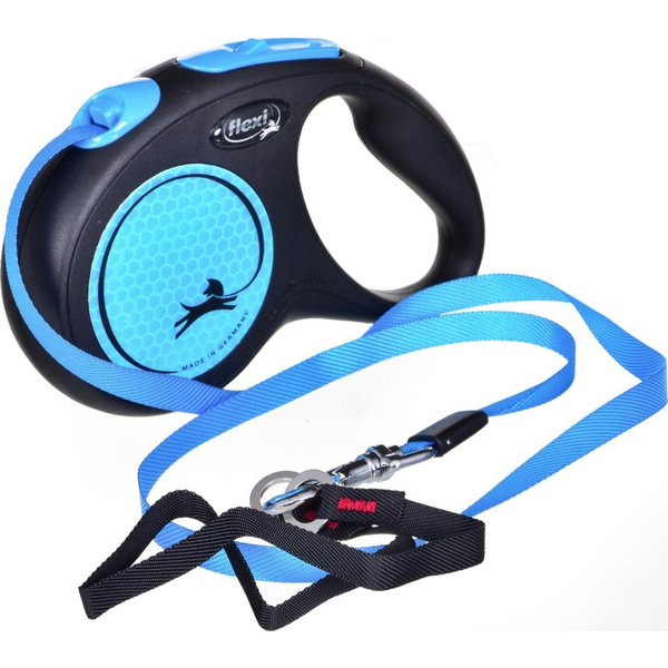 Flexi Automatic leash New Neon S tape 5 m blue