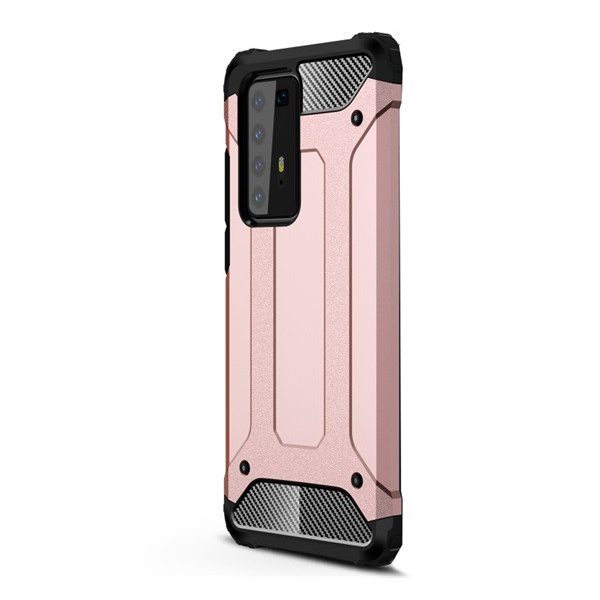 Defender műanyag telefonvédő (közepesen ütésálló, légpárnás sarok, szilikon belső, fémhatás) ROZÉARANY [Huawei P40 Pro 5G] (5996457933389)