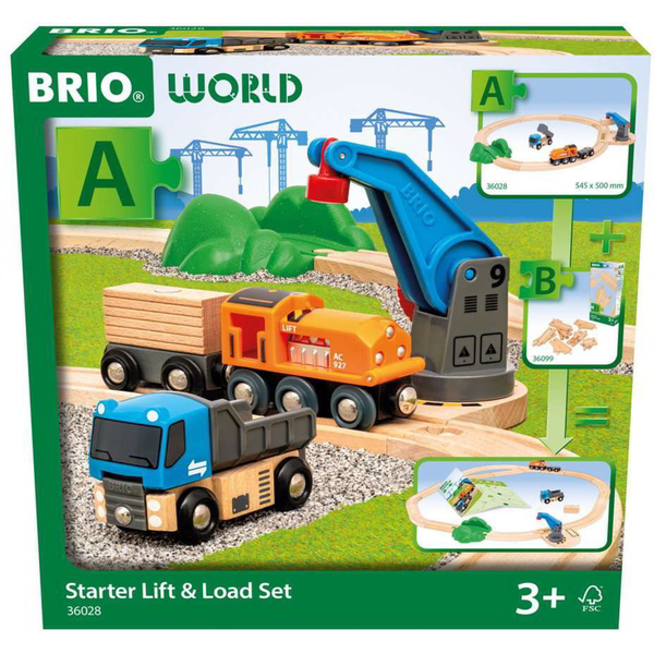 BRIO World "A" Vonatpálya Tehervonattal és daruval kezdőkészlet