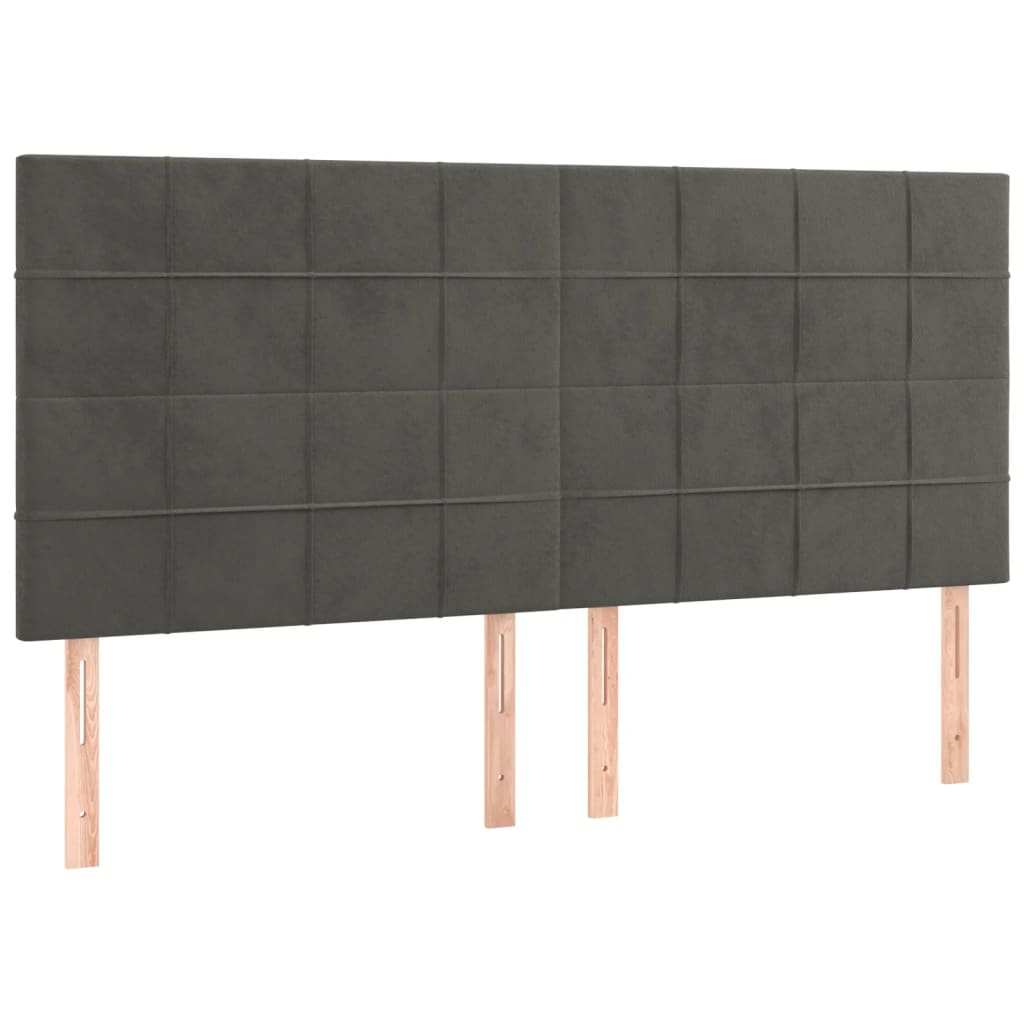 4 db sötétszürke bársony fejtámla 100x5x78/88 cm (3116399)