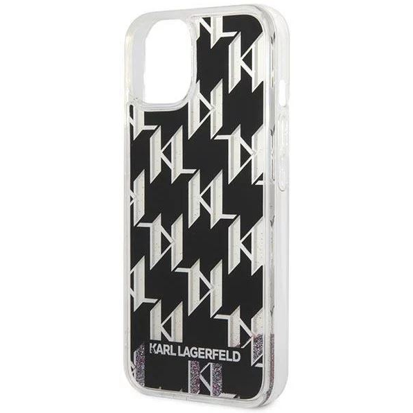 Karl Lagerfeld Liquid Glitter Monogram Apple iPhone 14 tok fekete (KLHCP14SLMNMK) (KLHCP14SLMNMK)