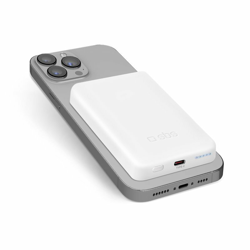 SBS TEBB5000MAG1CW Power Bank 5000mAh Mágneses MagSafe Fehér (TEBB5000MAG1CW)