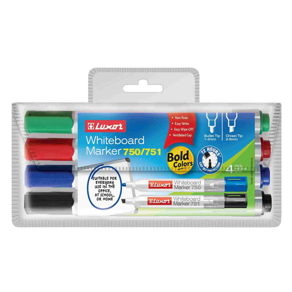 LUXOR Whiteboard Marker 750/751 - 4 db szett