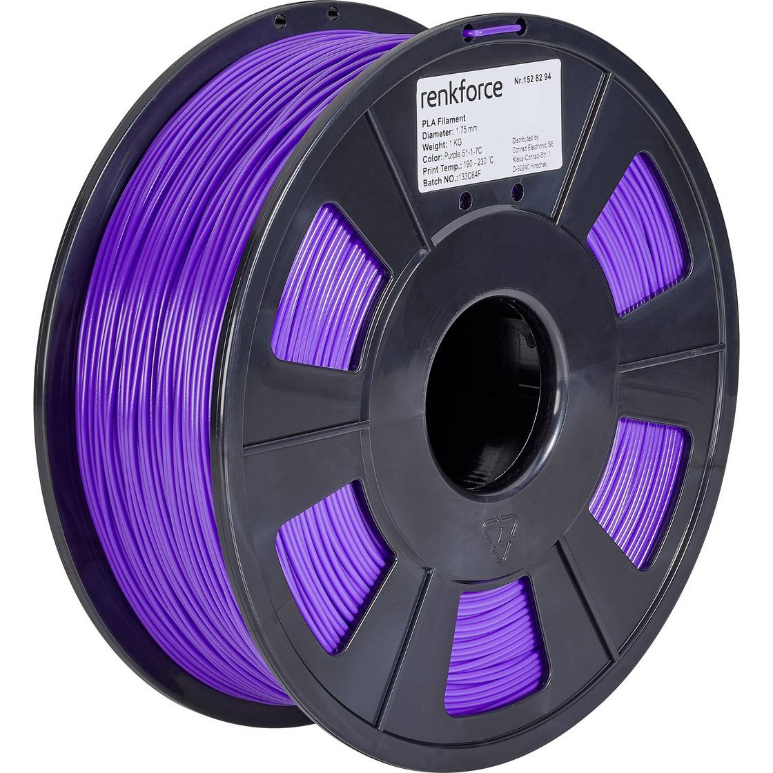 Renkforce 3D nyomtatószál PLA műanyag 1.75 mm 1000 g Lila 1 db (RF-4511210) (RF-4511210)