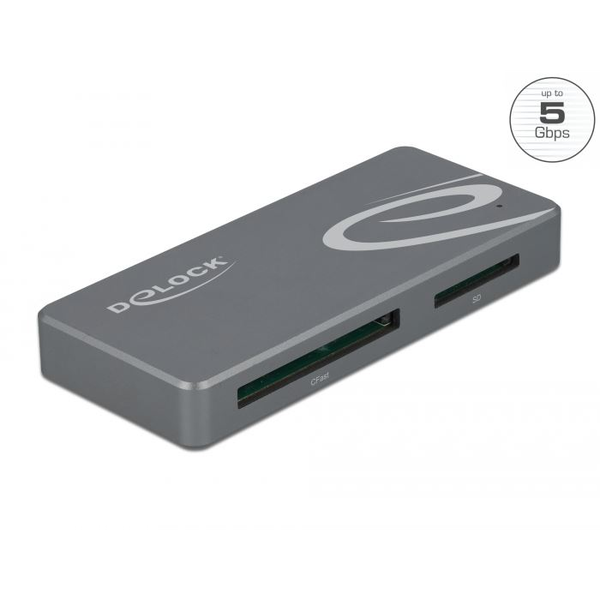 Delock USB Type-C kártyaolvasó CFast és SD memóriakártyákhoz + USB Hub A-típusú és USB Type-C porttal (91754)
