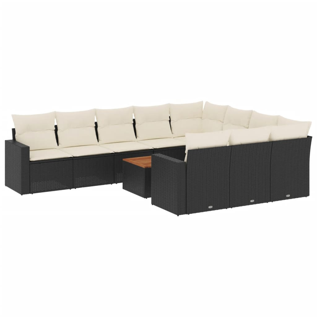 11 részes fekete polyrattan kerti ülőgarnitúra párnákkal (3224299)
