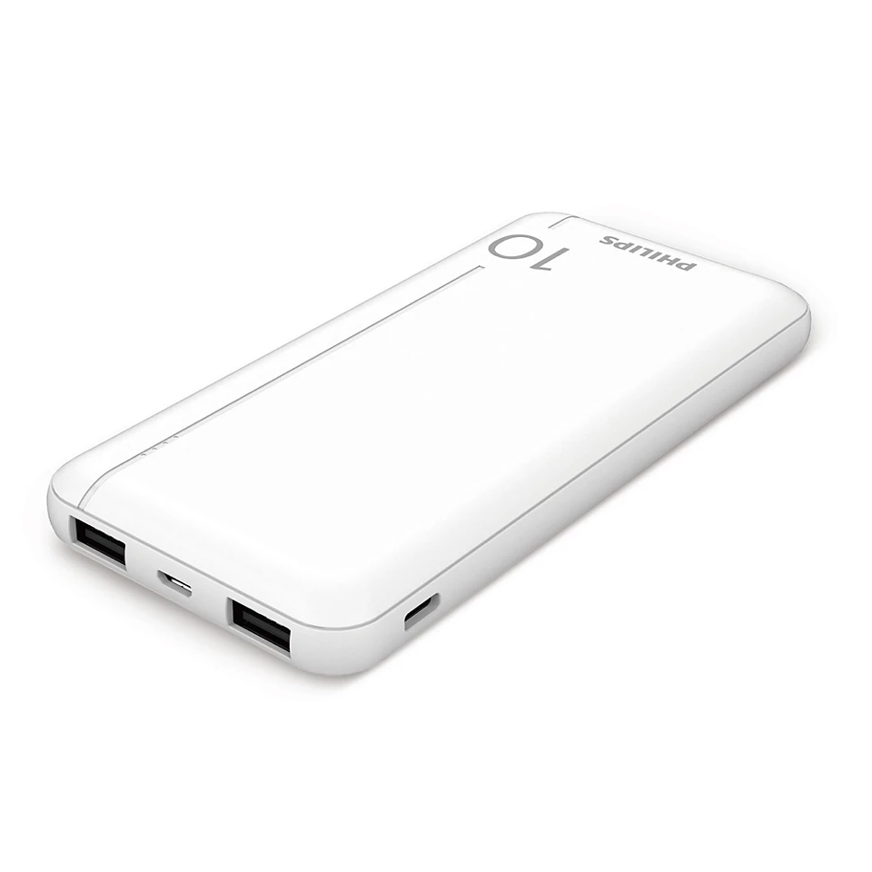 Philips Slim Powerbank 2x USB-A + Type-C + MicroUSB / 10000mAh 22,5W - Fehér (PHIL-DLP1810NW/62)