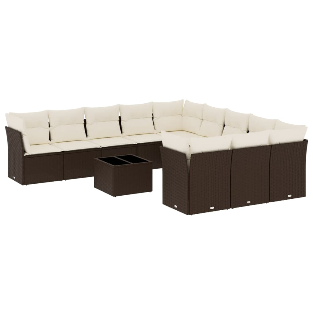 12 részes barna polyrattan kerti ülőgarnitúra párnákkal (3218423)