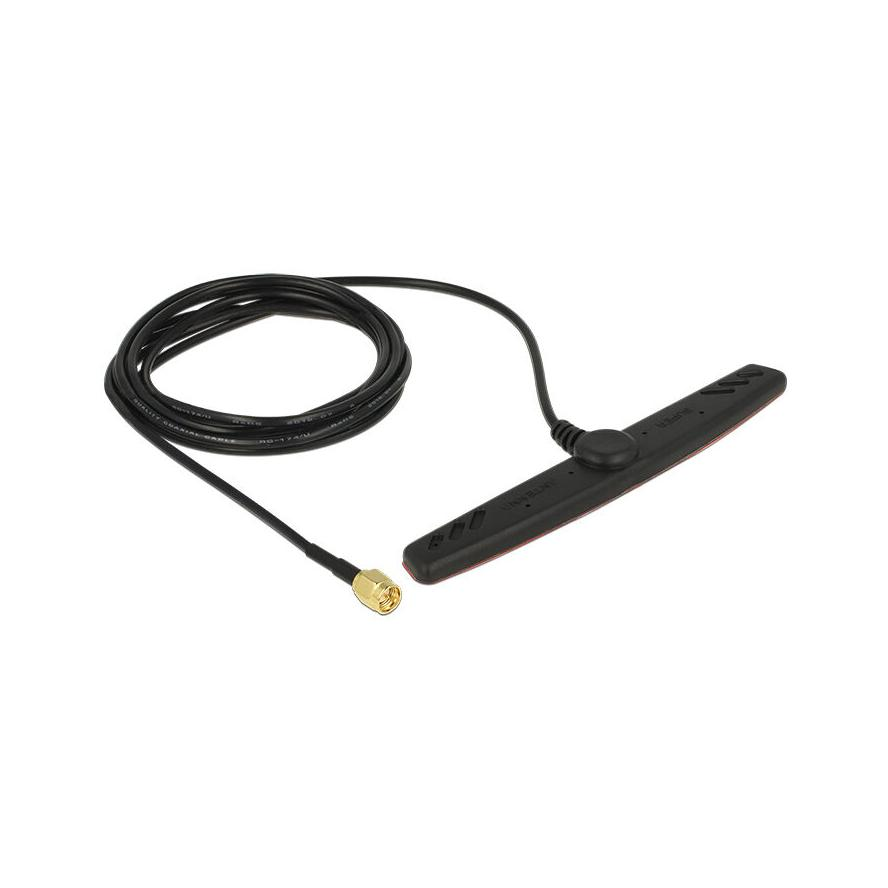 Delock GSM UMTS LTE Antenna SMA Plug 2.5 dBi 2 m RG-174 omnidirectional adhesive mounting (89494)