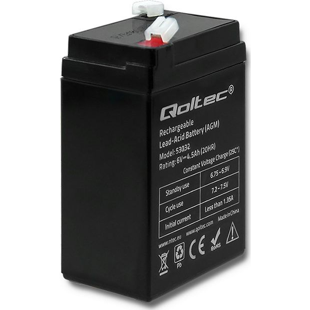 Qoltec AGM akkumulátor 6V 4.5Ah max.1.35A (53032) (53032)