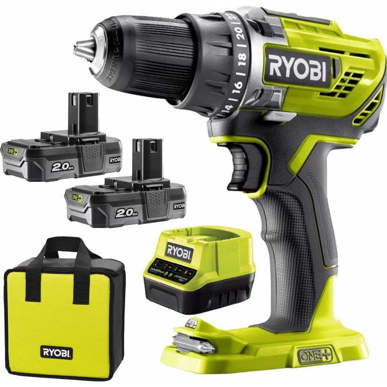 RYOBI R18DD3-220S 18V Akkus fúrócsavarozó + 2x2.0Ah akku + hordtáska (5133003348)