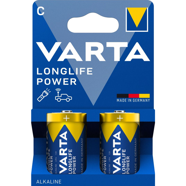 Baterie "Longlife Power", Typ D - LR20, 2 ks, bez plastu, VARTA