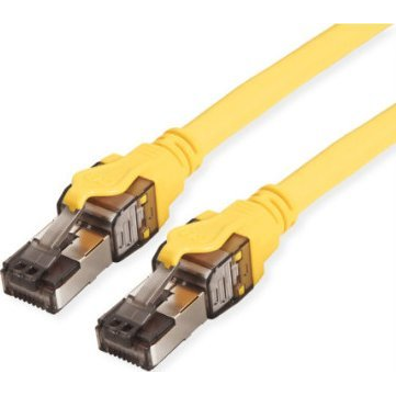 Roline 21.15.1861 RJ45 Hálózati kábel, patchkábel CAT 8.1 S/FTP 1.00 m Sárga Kettős árnyékolás, Halogénmentes, Lángálló 1 db