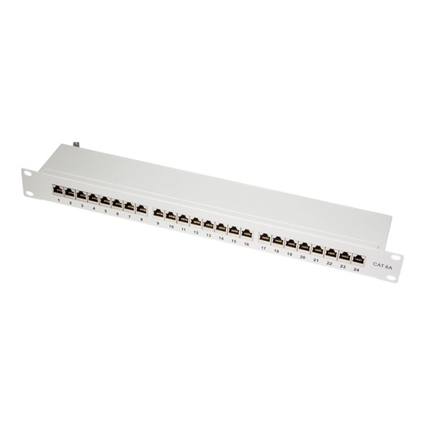Patchpanel CAT6A 19' 24 portů, STP, šedý