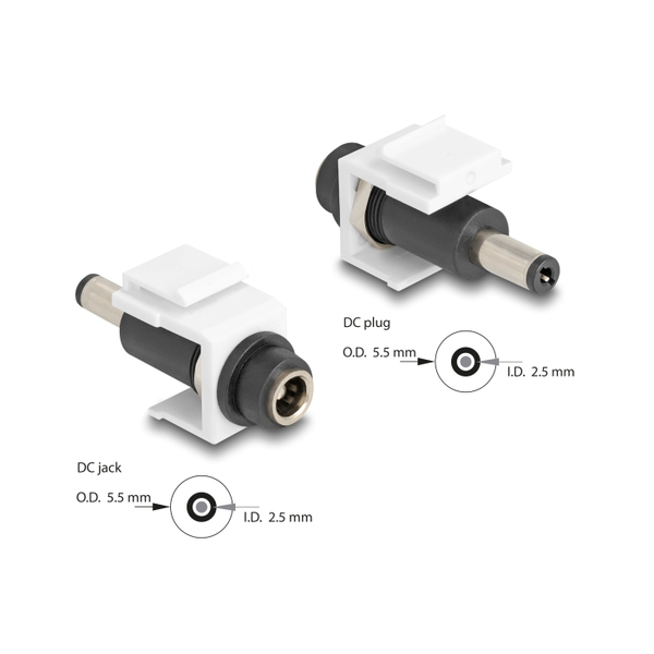 Keystone modul DC 5,5 x 2,5 mm samice na DC zástrčku Delock 84177