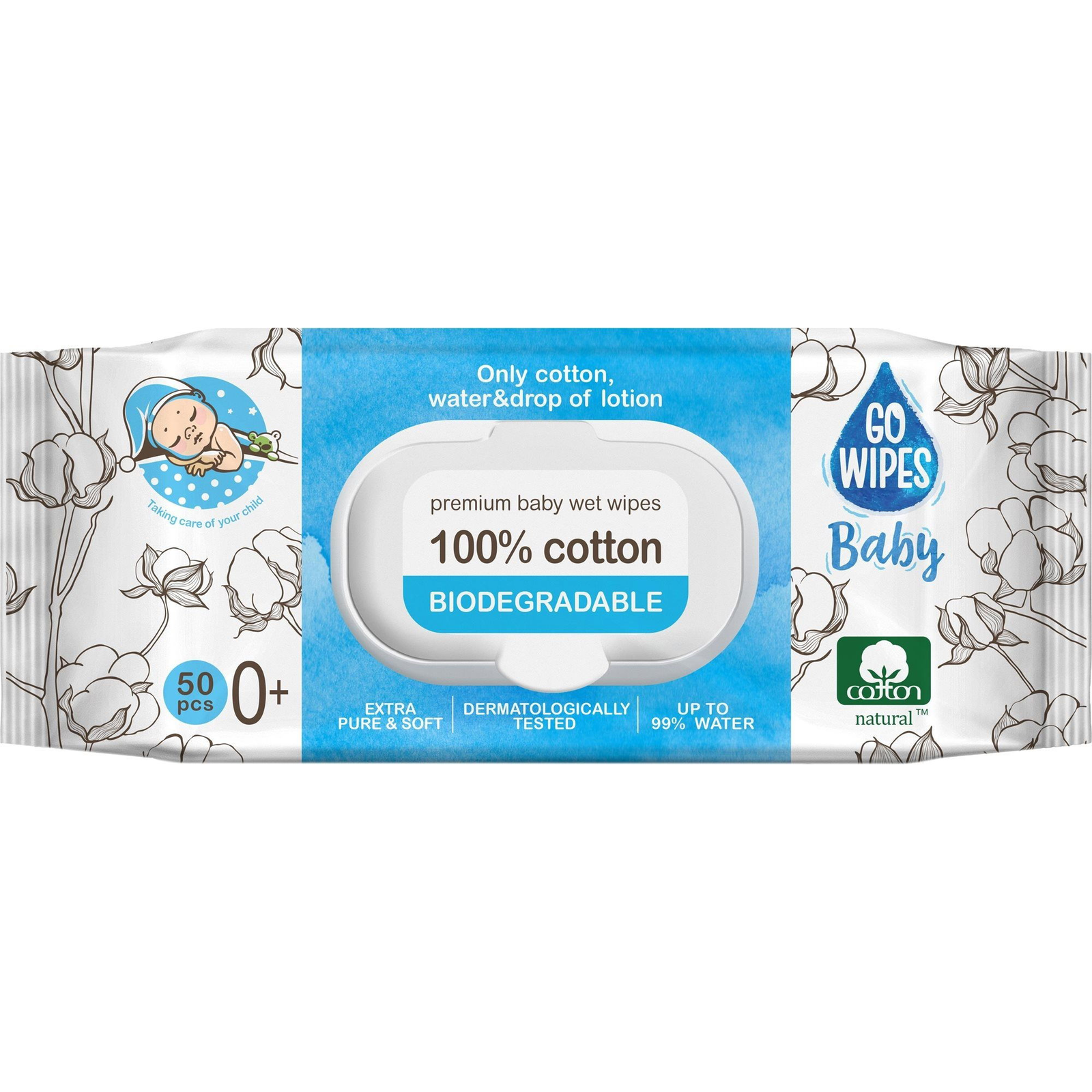 GoWipes 99% víz Plastic Free, 50 db (4823071649420)
