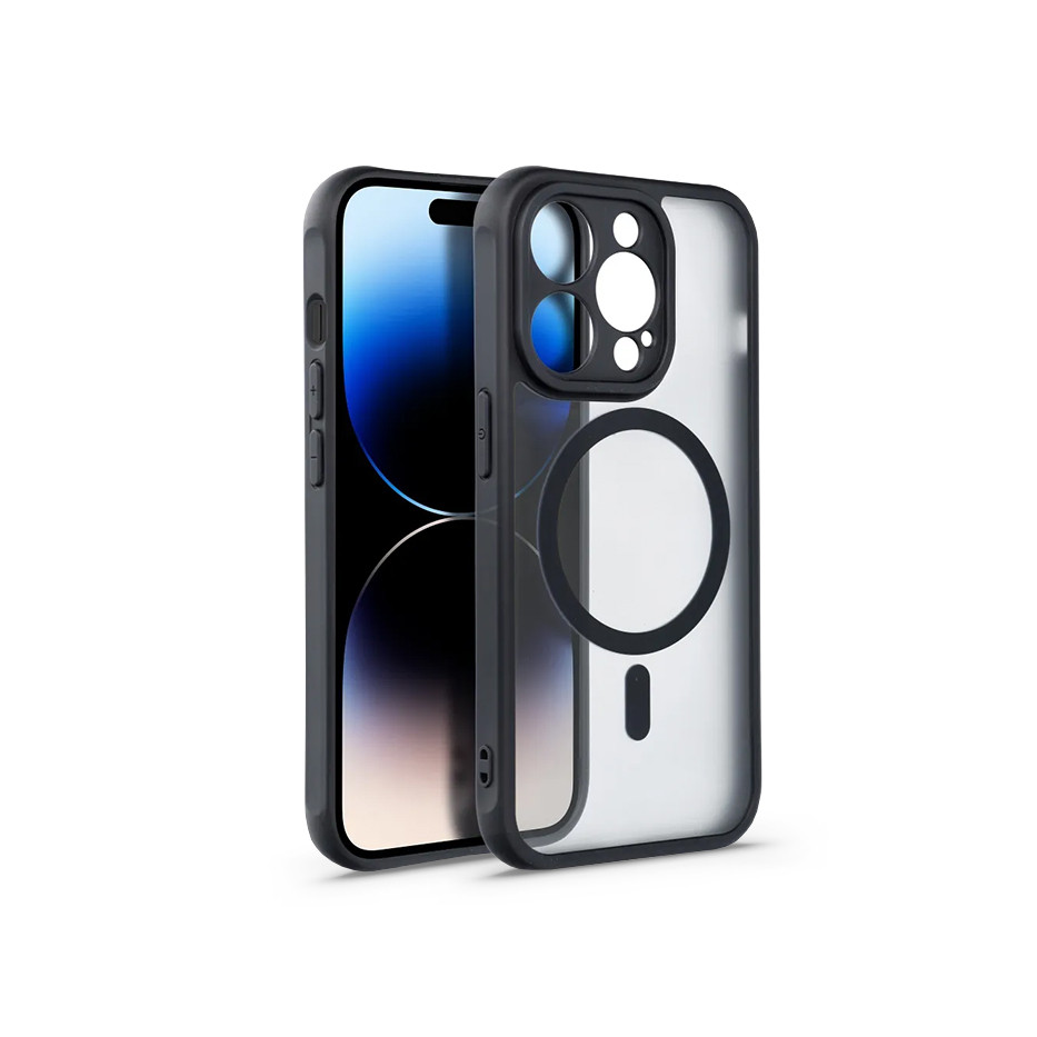 Apple iPhone 15 Pro szilikon hátlap - Matte Mag Cover - fekete/átlátszó (HF219504)