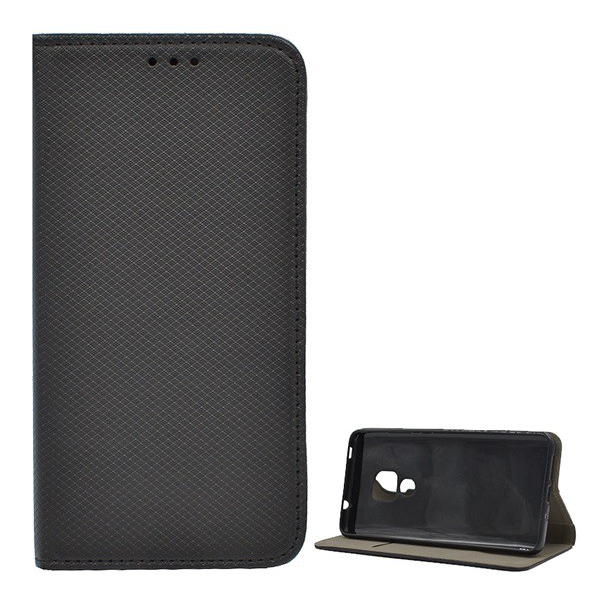 Tok álló, bőr hatású (FLIP, oldalra nyíló, asztali tartó funkció, rombusz minta) FEKETE [Huawei Mate 20] (5996457816149)
