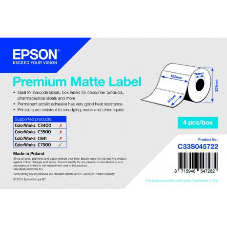 Epson Premium Matte Label Weiß
