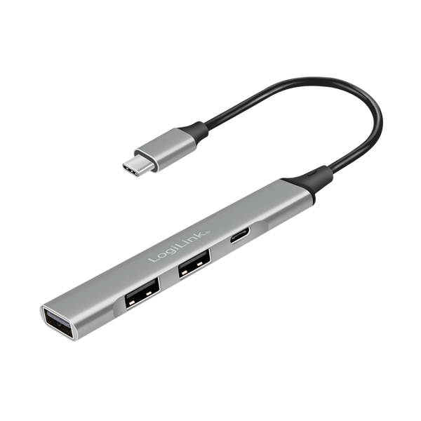USB-C hub 4-portový Logilink USB 3.2 Gen 1 Hliníkové pouzdro Tenký design