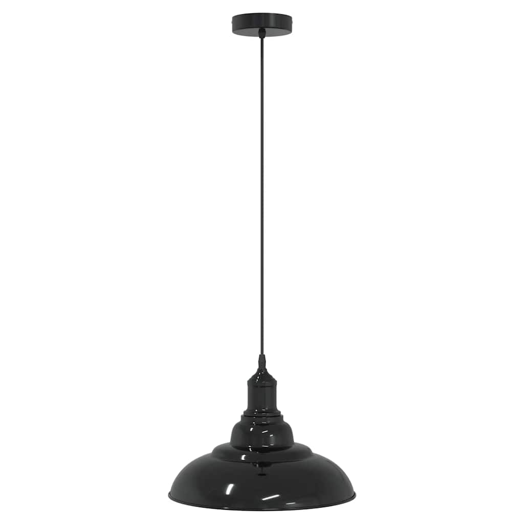 függesztéklámpa magassága állítható E27 fényes fekete Ø31cm fém (4103435)