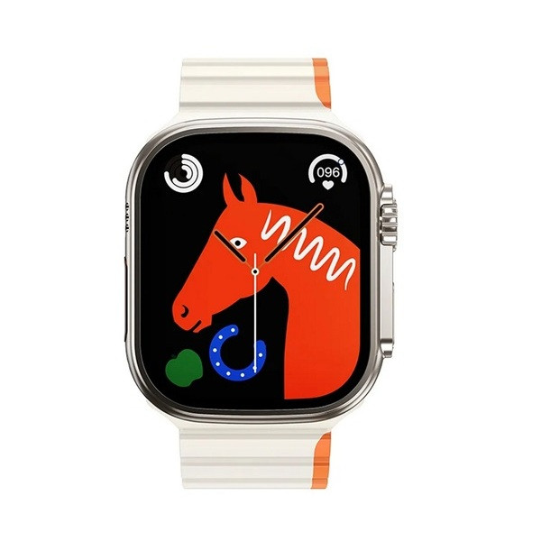 Apple Watch 4-6, SE, SE (2022) (38 / 40 mm) / Watch 7-9 (41 mm) / Watch 10 (42 mm), szilikon pótszíj, mágneses zár, kétszínű, 3D minta, Hoco AS102, fehér/narancssárga