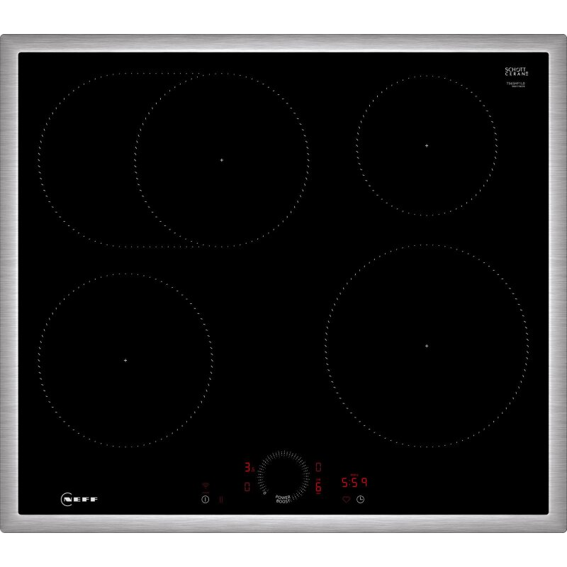 Neff T56SHF1L0 főzőlap Fekete, Rozsdamentes acél Beépített 60 cm Zónás indukciós főzőlap 4 zóna (T56SHF1L0)