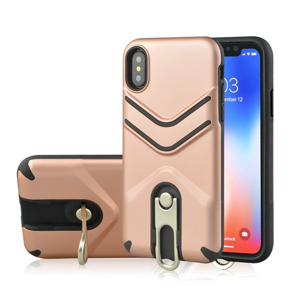 Defender műanyag telefonvédő (közepesen ütésálló, gumírozott, fém kitámasztó) ROZÉARANY [Apple iPhone XR 6.1] (5996457801268)