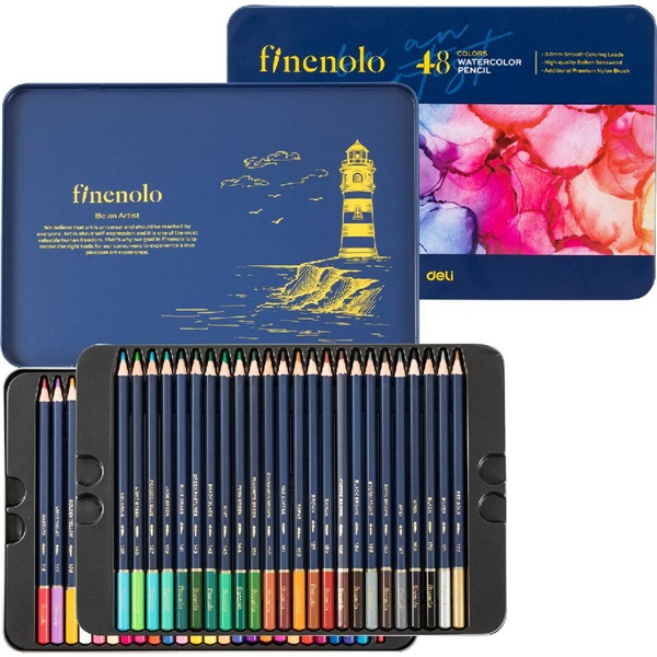 Deli Finenolo fémdobozos akvarellceruza készlet (48 db / csomag)