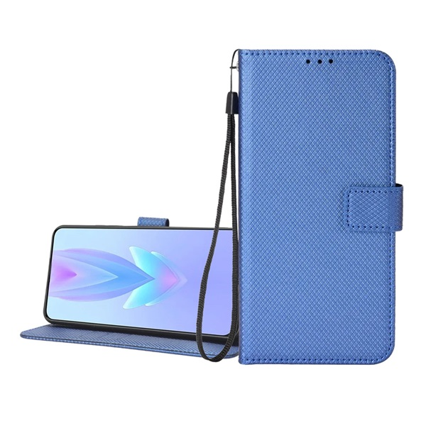 gigapack Tok álló, bőr hatású (FLIP, oldalra nyíló, asztali tartó, rombusz + kézpánt) SÖTÉTKÉK ZTE Blade A34 4G " csomagolás" (GP-159742)