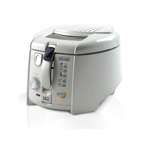 Маслен фритюрник DeLonghi F28311 RotoFry, 1800W, Капацитет на маслото 1.2 литра, Бял