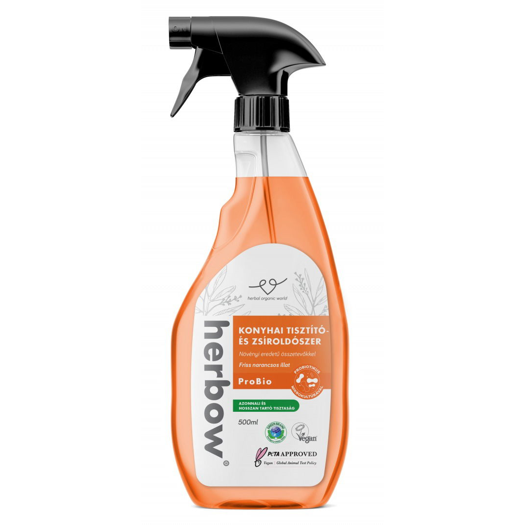 HERBOW Konyhai tisztító és zsíroldó Probiotikus Spray & Rinse Friss narancsos illattal 500 ml (5999567516039)