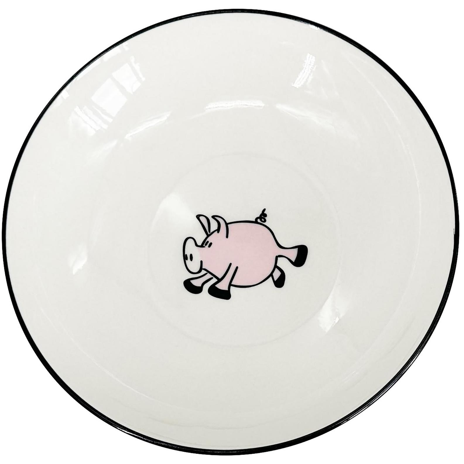 by inspire Tálka / mélytányér, malacka, 19,5×4 cm, fehér + fekete szegély (7332-0F-10)