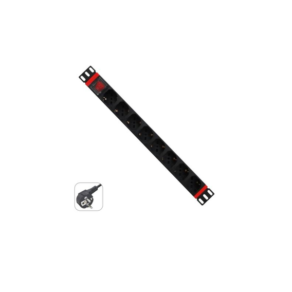 WP Rack szekrénybe szerelhető elosztó 1U 19" 8 Schuko 250V/3500W fekete  (WPN-PDU-G01-08)