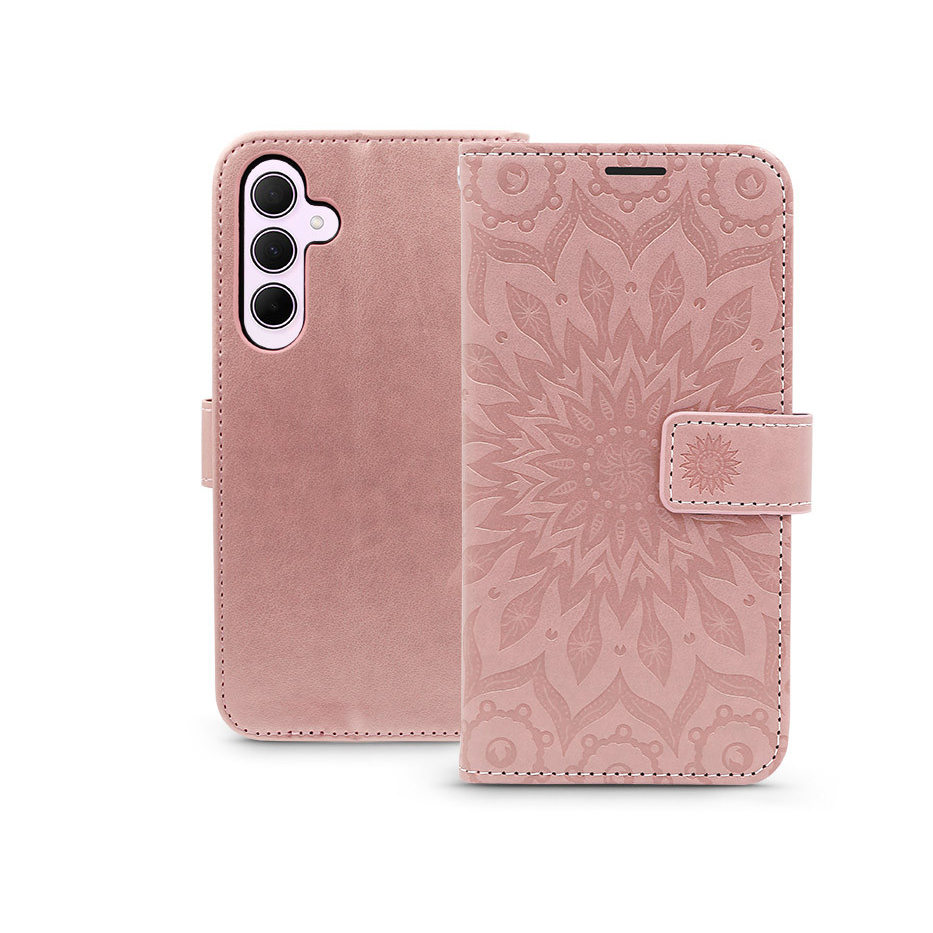 Haffner Mezzo Samsung Galaxy A35 5G Flip Tok - Rozéarany/Mandala mintás (HF268281)
