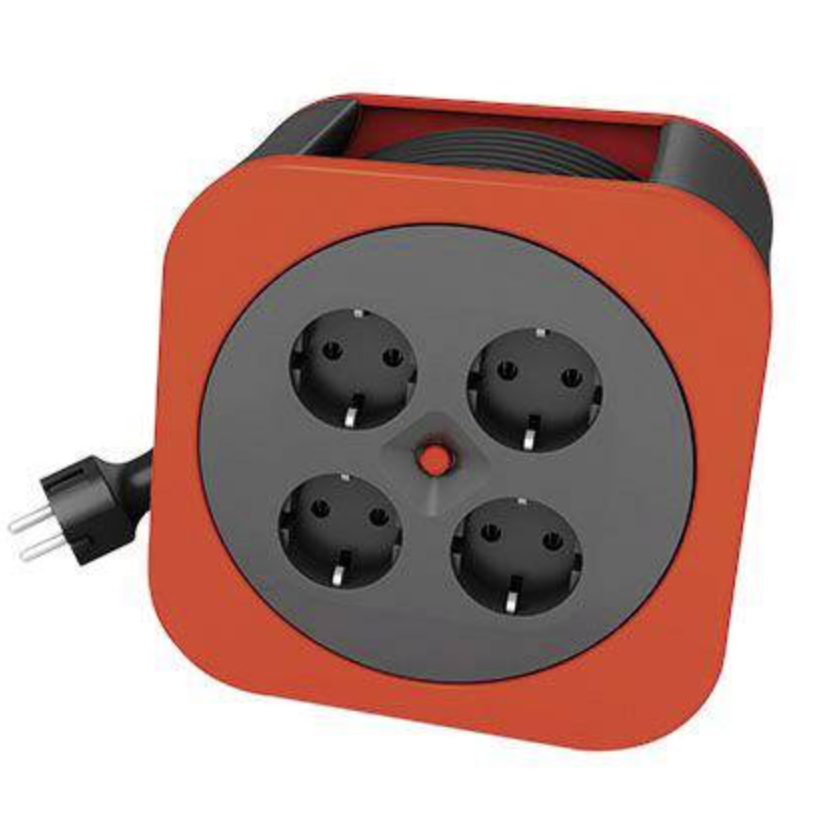 REV 230V Hosszabbítós kábeldob 4 aljzatos 10m - Fekete (0010012600)