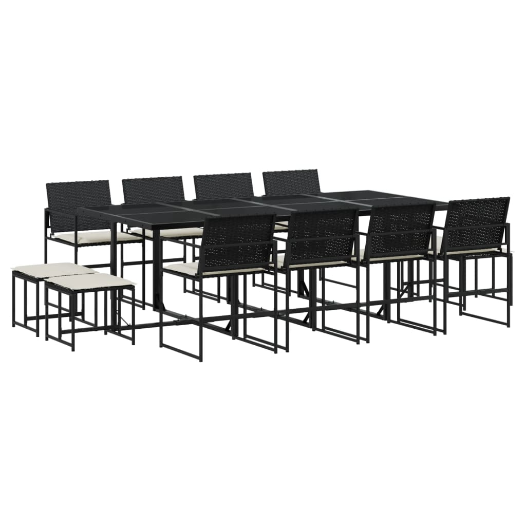 13 részes fekete polyrattan kerti ülőgarnitúra párnákkal (3295070)